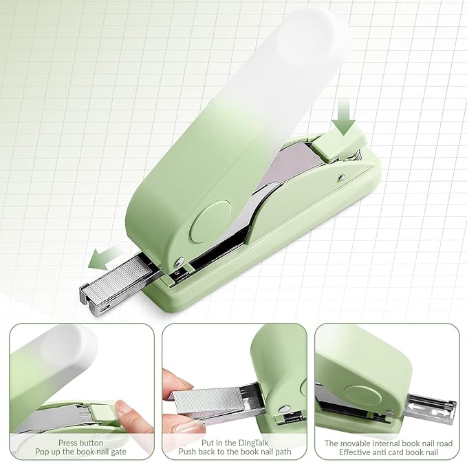 Effort-Saving Lever Teacher Stapler with 1000 Staples, 24/6 and 26/6 Stapler for desks, Offices, and classrooms (Green)