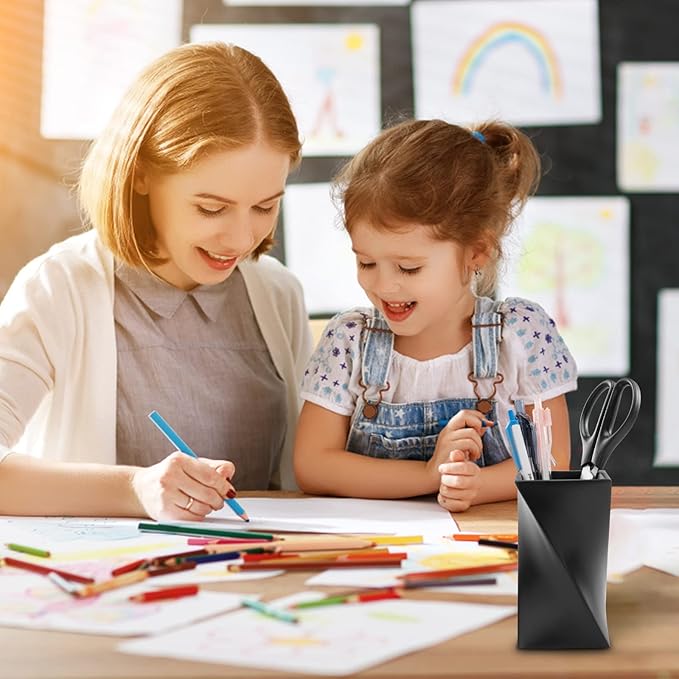 Pen Holder, Pencil Holder for Desk Durable Resin Desk Organizer Makeup Brush Holder for Office, Classroom, Home