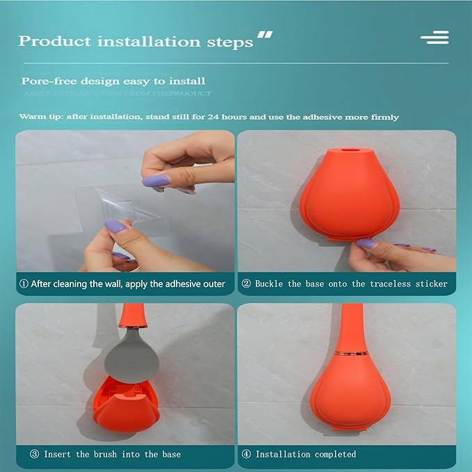 2025 New Modern Flexible Silicone Toilet Caspa for Home，Silicone Toilet Bowl Brush & Holder Set, Wall Mounted Cleaning Kit with Dispenser, Flexible & Hygienic Bathroom Scrubber for Home (#B)