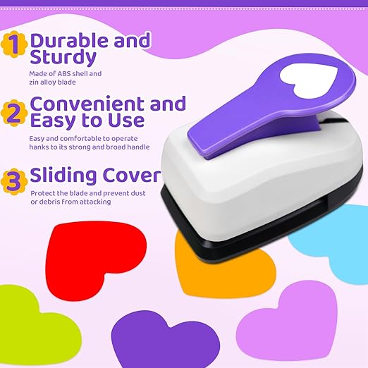 Heart Punches for Paper Crafts, 2 Inch Hole Punch for Scrapbooking, Holiday Card Making, DIY Photo Albums, Paper Puncher Heart Shapes for Wedding Day Greeting Card DIY Albums