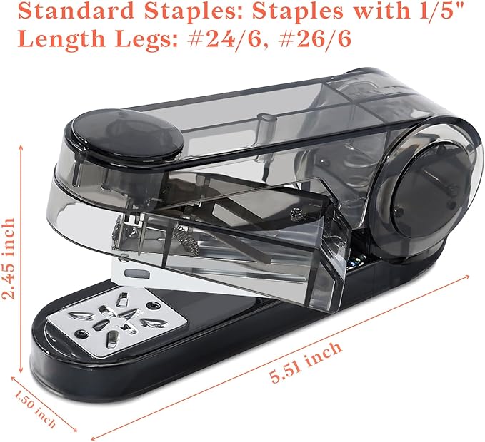 Temiary Swing-Arm Swivel Stapler with 400 Staples, 360 Degree Rotate Desktop Staplers for Booklet or Book Binding, 25 Sheet Capacity for Desk Classroom Office Supplies (Black)