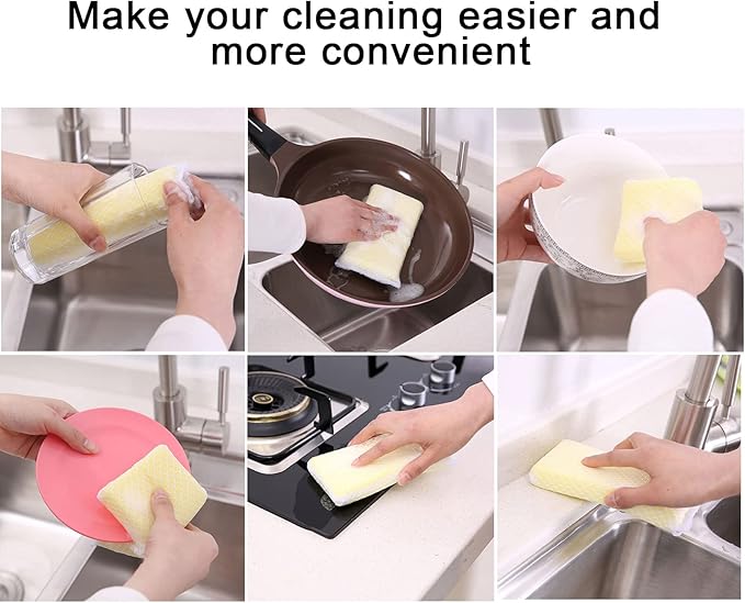 KRIZJUES Sponge Individually Wrapped, Kitchen Dishwashing Sponge, Mesh Net Scouring Pad, Odor-Free Sponge Wipes Suitable for Pieces