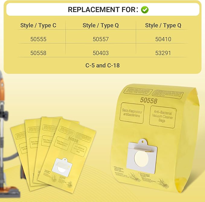 Vacuum Cleaner Bags Fit for Kenmore Canister Type C/Q 50555 50557 50558 and Type C-5, 10PCs By Improvedhand