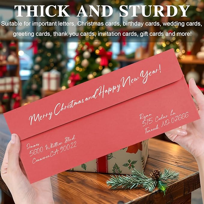 50 Pack Red #10 Business Envelopes, Standard Envelopes Self Seal, 4 1/8 x 9 1/2 Inch Letter Size Business Mailing Envelopes for Checks Invoices Statements Baby Shower Christmas Wedding Birthday
