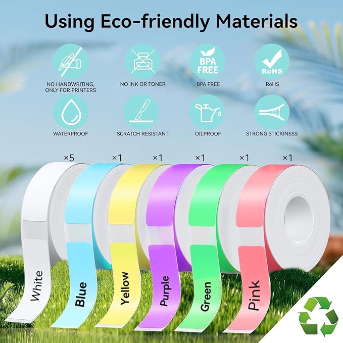 eebbl Label Maker Tape Refill 15mm 0.47 Standard Laminated Thermal Label Tape Replacement 0.59"×1.57"(15×40mm), 1650 Labels/10Rolls/Pack, High Definition Labeling Tape for Home Office School Hotel