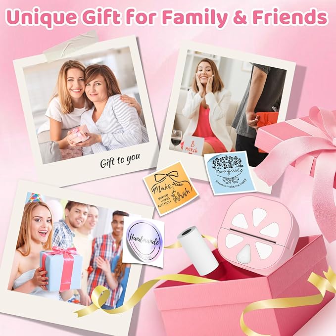 Sticker Printer - Mini Print Pods Printer Portable Thermal Sticker Maker Machine, Bluetooth Inkless Maker for Small Business, Study Graphics, Notes, Lists, Journal, DIY and Home Use