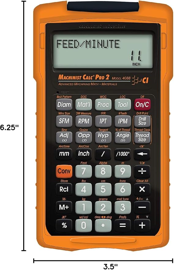 Calculated Industries 4088 Machinist Calc Pro 2 Advanced Machining Calculator | Speeds and Feeds, DOC, LOC and WOC for Materials and Tool settings | Machinists, Setters, Tool & Die Makers, Shop Owners