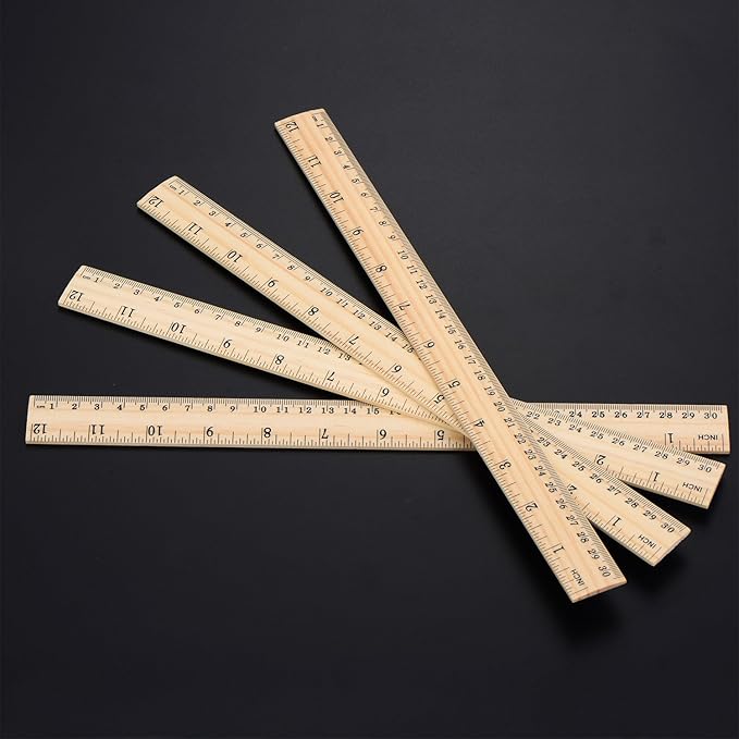 Outus 12 Pack Wood Ruler Bulk for Students Wooden School Rulers Gifts Office Classroom Measuring, 2 Scale, 12 Inch and 30 cm
