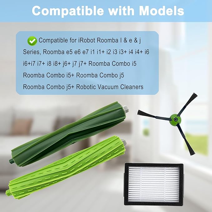 Replacement Parts Accessories for iRobot Roomba i3 i3+ i7 i7+ i4+ i5 i5+ j5 j5+ i6 i6+ i8 i8+ i2 J7 E5 E6 E7 I&J&E Series Vacuum Cleaner,1 Roller Brushes,3 Filters,3 Side Brushes