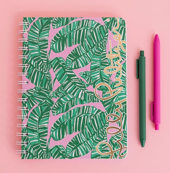Lilly Pulitzer Hardcover Mini Spiral Notebook, 8.5" x 6.5" Small Journal with 160 College Ruled Pages, Let's Go Bananas