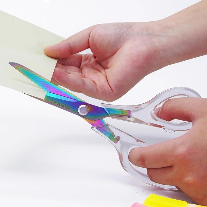 All-Purpose Fabric Scissors - 9 Inch All Purpose Scissors for Adults, Clear Handle, Ideal for Fabric Crafts, Tailor's Shears, Crafting & Office & kitchen/Color