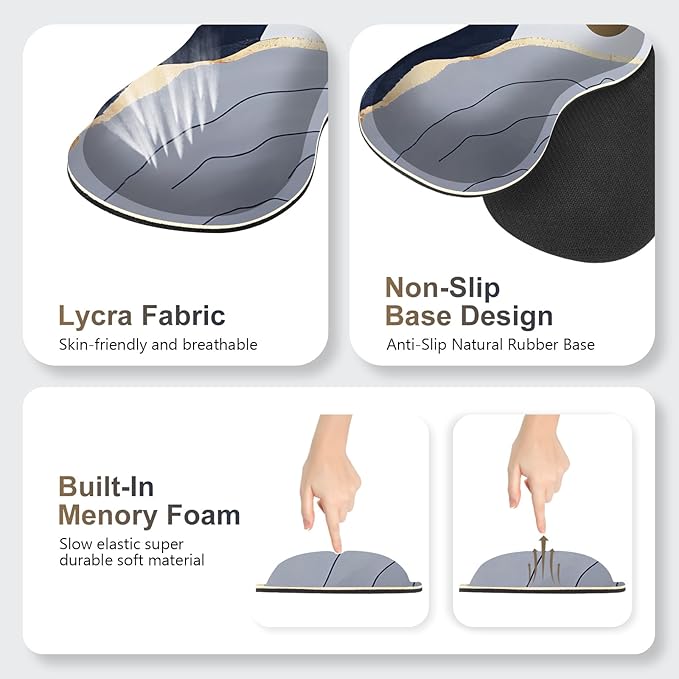 Gaming Mouse Pad Keyboard Wrist Support, 4 in1 Mousepad with Wrist Keyboard Rest, Computer Desk Mat, Non-Slip Desk Pad with Memory Foam Easy Typing Pain Relief I Grey Abstract Moon Mountain