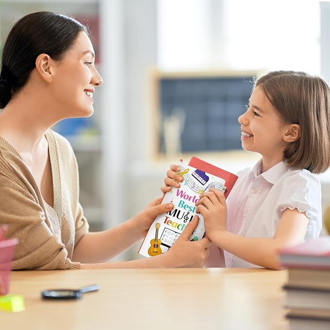 B1ykin Sticky Notes Set, Cartoon Theme Cute Self-Stick Notes Pad Teacher Appreciation Gifts， Self-Adhesive Writing Memo Pages Sticky to Do Notepad Thank You Gift for School Classroom (Music Teacher)