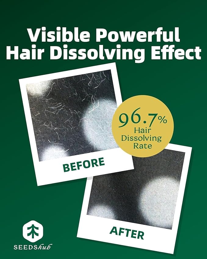 Pet Hair Dissolver for Washing Machine - Dog & Cat Hair Remover, 96.7% Hair Dissolution, Stain/Hair Remover for Laundry, Up to 6 Months of Use, HE/Top/Front-Load Compatible, Septic Safe