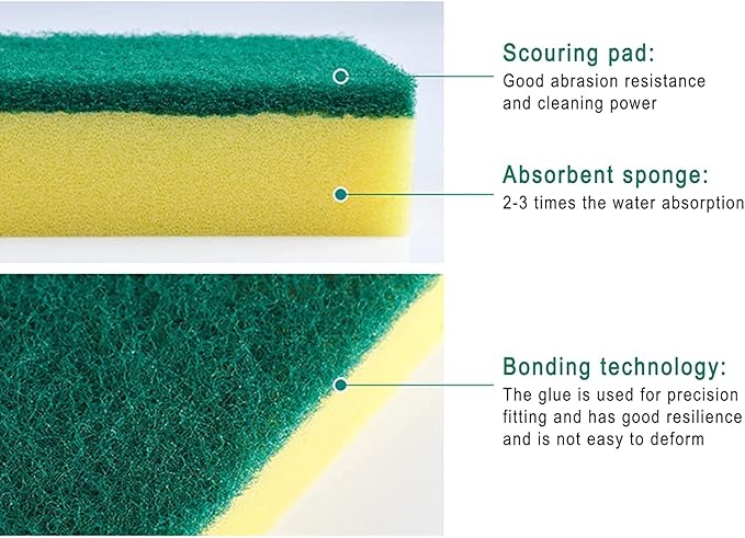 Sponge Individually Wrapped 200 Pack Kitchen Dishwashing Sponge, Non Scratch Scouring Pad, Odor-Free Sponge Wipes for Travel Apartments