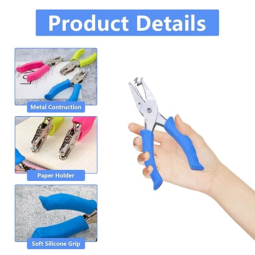 12 Pcs Single Hole Puncher, 1/4 Inch Metal Handheld Hole Punch with Soft Grip, Circle Shape Single Hole Puncher for Craft Paper Labels Greeting Cards Notebook(Multicolor)