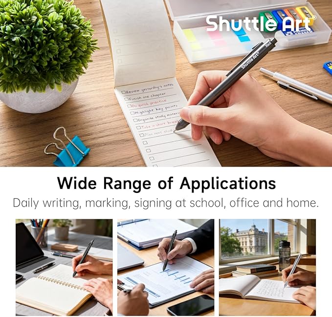 Shuttle Art 4 in 1 Multicolor Pen, 2 Pack Retractable Ballpoint Pens with 1.0mm Black Blue Red Ink and 0.5mm Mechanical Pencil, Multifunction Pens Gift Set for Writing Note Taking School Office Home