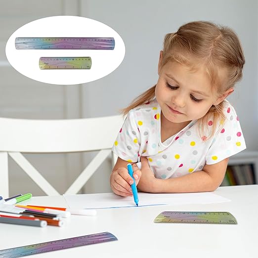 4 PCS Flexible Ruler Bendable Ruler,with Centimeters and Inches,Gradient Color Flexible Rulers,Suitable for Students,Schools (Color)