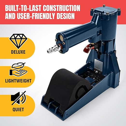 IDL Packaging RAIN-19-RR Heavy-Duty Pneumatic Staple Gun for 1 1/4" (32 mm) Crown Staples - Heavy-Duty Air Powered Roll-Feed Stapler - Professional Air Pressure Staple Gun for Fast Box Closing