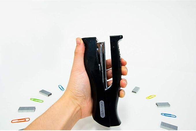 BAZIC Stand-Up Stapler w/500 Staples, Full Strip Size Standard (26/6), Black Durable Desktop Staplers, 48-Packs