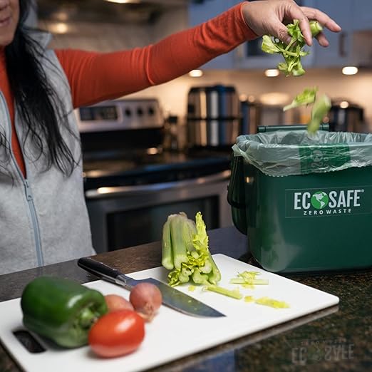 EcoSafe-6400 HB1617-6 Certified Compostable Bag - Small 16x17” Green Bags for 2.5 Gallon Bin - Extra Strong Leak, Puncture and Tear Resistant Food Scraps Bin Liners, Pack of 720