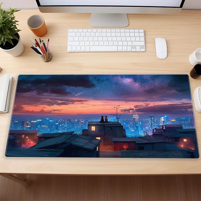 Desk Pad Mat, Extended XL Large Gaming Mousepad with Stitched Edges, Non-Slip Computer Mat Pad for Desk, Keyboard and Mouse mat 31.5 x 15.7 in