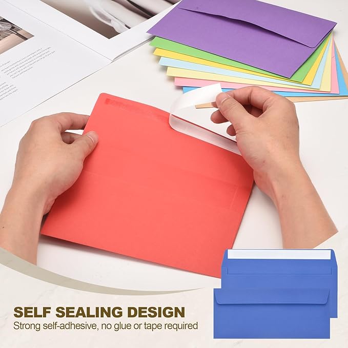 PATIKIL 100 Pack Light Sky Blue #10 Business Envelopes, Colored Self Seal Letter Size Envelopes for Business Mailing Office Checks Invitation, 4-1/8 x 9-1/2 Inches