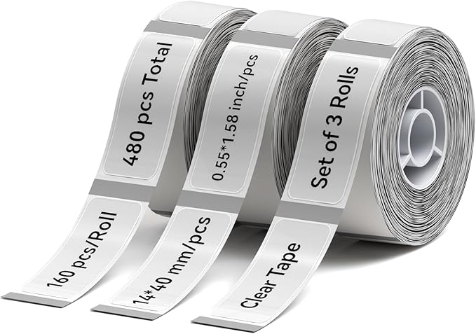 NIIMBOT Thermal Label 3 Rolls Set Home School Office Storage and Organization for NIIMBOT D11 D110 D101 H1S Label Maker (1440CLEAR)