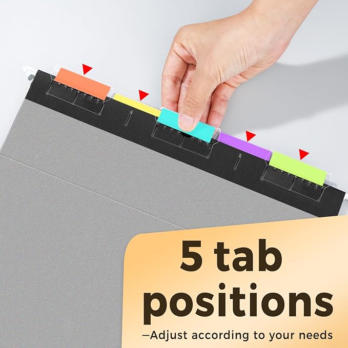 SUNEE 6 Pack Hanging File Folders,Hanging File Folders Letter Size with 1/5-cut Tabs,Black Folders,Stay Organized for Your Home and Office Bulk File and Documents