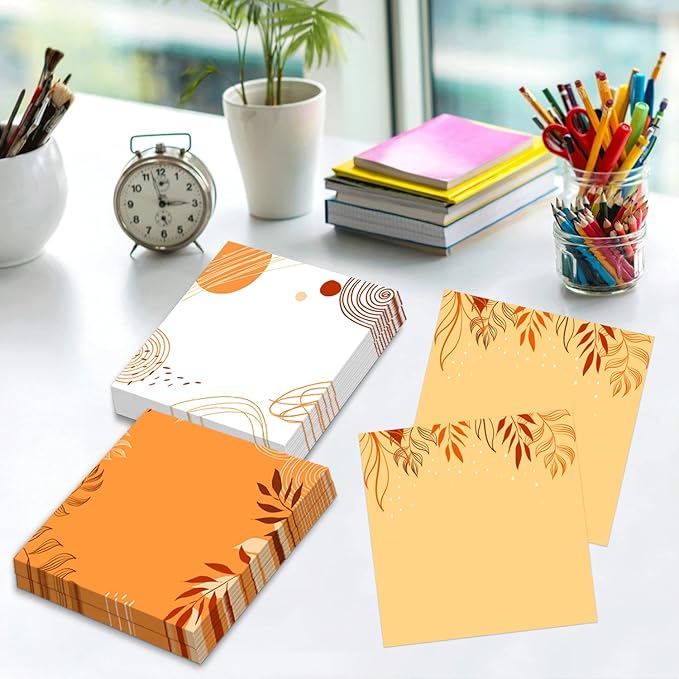 9 Pieces Fall Boho Sticky Notes Fall Boho Style Design Self-Adhesive Note Pads Sticky Memo Notes for School Office Home Supplies Students Teachers Presents