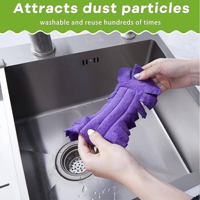 360° Electrostatic Duster Refills — The Sustainable Choice for a Dust-Free Home, Washable & Reusable, High-Density Microfiber (1 Handle + 10 Refills)