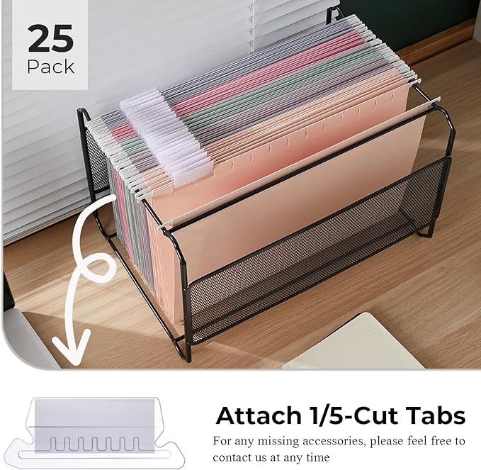 Y YOMA Legal Size - 25 Pack Colored Hanging File Folders Decorative Hanging Folder Cute Pretty File Folder for Filing Cabinet Office Home with 1/5-Cut Adjustable Tabs, Morandi Purple