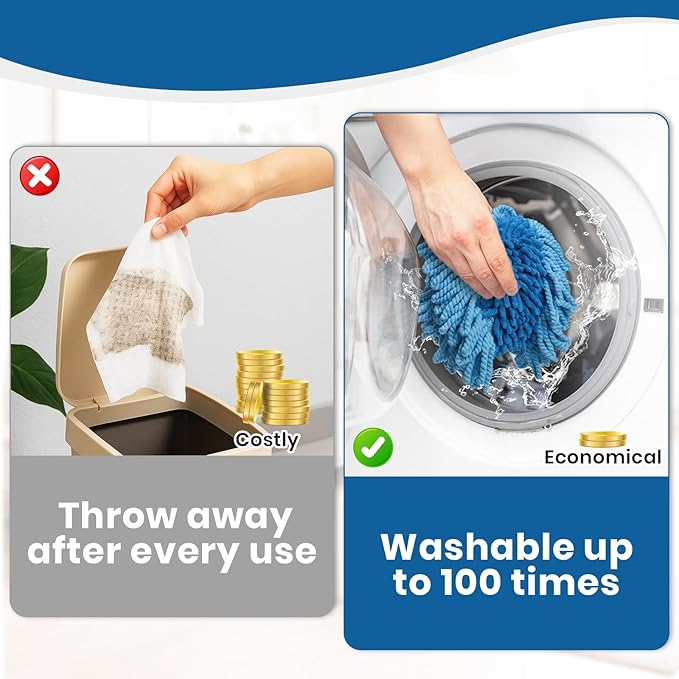 19 Inch Dust Mops for Floor Cleaning with 2 Mop Refill Pads Floor Duster with 58” Long Handle Microfiber Sweeper for Hardwood Tile Baseboard