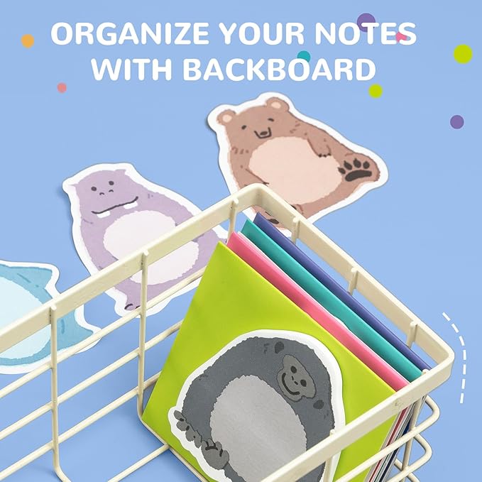M&G Beamy Animal Sticky Notes, 4 Pads 120 Sheets, 3 x 2 Inch Cute Cartoon Memo Pads, Foldable Stand Self-Stick Notes for School Office Home