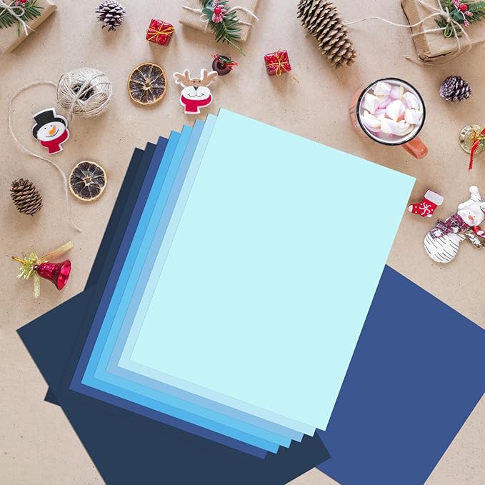 OcePor 80 Sheets Blue Cardstock Paper, Colored Printer Paper 8.5 x 11, Thick Construction for Cards Making, Scrapbook，Office Printing, Invitations, Certificates，DIY Crafting 92 lb/250gsm