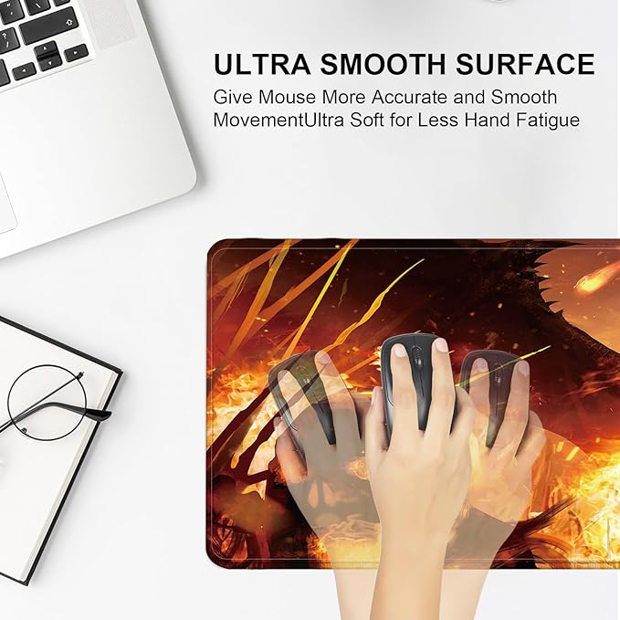 Large Desk Mat, Desk Matt for Desktop, Computer Gaming Mouse Pads, Anti-Slip Rubber Base, Stitched Edges Soft Mat for Desktop Office Home 31.5 x 11.8 Inches (Flaming Dragon)