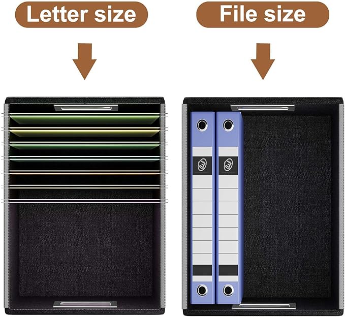 Huolewa Faux Leather File Organizer Box with Lid, Collapsible Hanging File Folder Box Organizer with Plastic Slides, Decorative Home/Office Filing System Boxes for File and Folder Storage