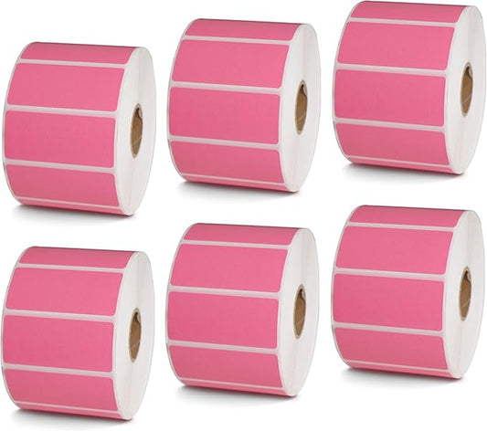 BETCKEY - 2.25" x 1" File Folder & Multipurpose Labels Compatible with Zebra & Rollo Label Printer,Premium Adhesive & Perforated[Pink, 6 Rolls, 9000 Labels]