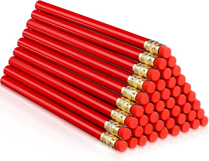48 Pcs Jumbo Pencil, Wooden Pencil with Black Core for Carpenters Construction Workers Woodworkers Framers Beginners Students Teachers DIY Project(Red)