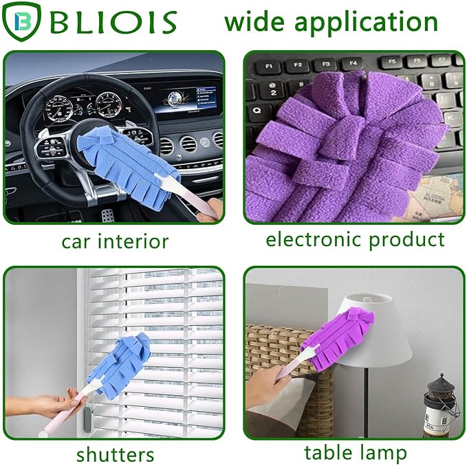 360° Fleece Duster Refills for Swiffer-Washable Refills Reusable Pads|Wet and Dry Dual Use Reusable Duster Heads +1 Handle (6-PCS)