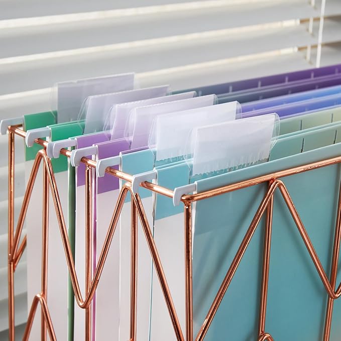 Y YOMA 6 Pack Decorative Hanging File Folders Letter Size Cute Hanging Folder Pretty File Folder Organizer for Filing Cabinet Office Home with 1/5-Cut Adjustable Tabs, Gradient Glow