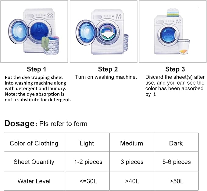 Dye Absorption, Dye Trapping Sheet Grabber Stain Remover Sheets for Laundry Household Cleaning Sweaters Dye Absorption In Wash 72 Count Sheets at School/Single Apartment/Small Families