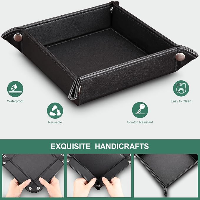 KINGFOM 5 PCS/SET Pu Leather Desk Organizer File Holder Accessories, Magazine Storage Rack+Desktop Pen&Pencil Holder+Tissue Box Cover+Leather Jewelry Accessories Tray