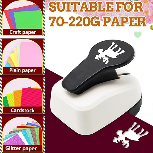 1 inch Christmas Punch for Craft, Deer Paper Punch for Paper Crafting, Reinforce Lever Action Deers Shape Hole Punches, Deer Punches for Scrapbooking Gifts DIY Arts