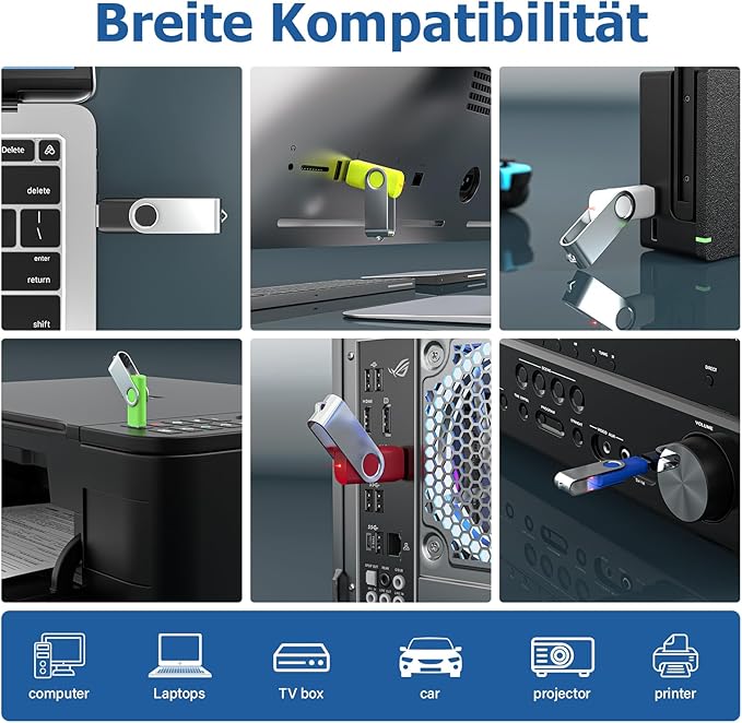 Flash Drives 16GB 10 Pack, Wooolken USB 2.0 Thumb Drives with Keychains Memory Stick USB Drive Pendrive for PC Laptop Computer (Mixcolors)