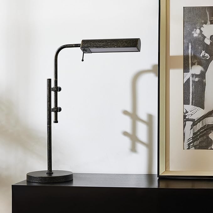 VONLUCE Rustic Desk Lamp, Adjustable Industrial Style Metal Table Lamp, 3 Color Temperatures LED Reading Lamp for Living Room Bedroom Office, Antique Black