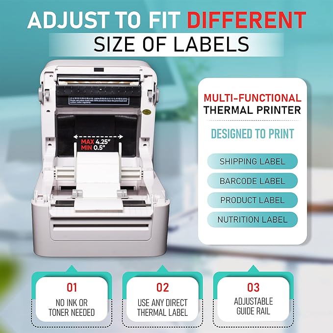 Arkscan 2054K-AP Auto Peel Shipping Label Printer, Separate Label from Backsheet Automatically, Print on Windows Mac Chromebook via USB, Print Wireless for BT on Windows ONLY, UPS USPS FedEx