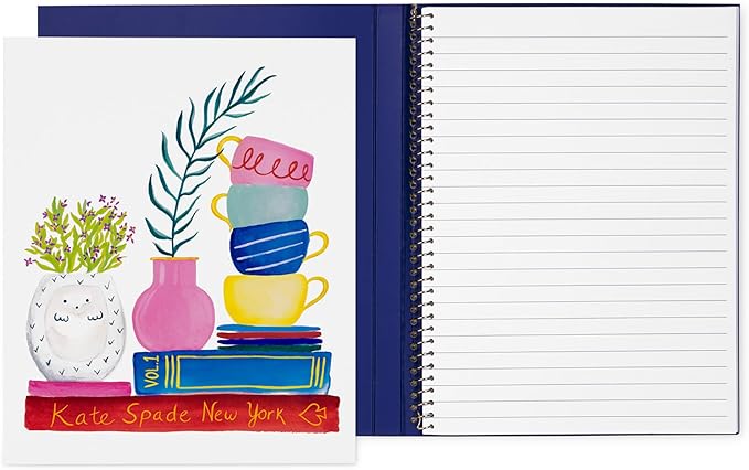 kate spade new york Small Concealed Spiral Notebook, 8.25" x 6.75" Journal Notebook with 112 Lined Pages, Charmed Library