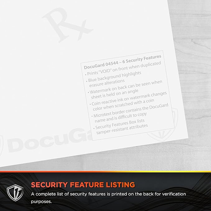 DocuGard Standard Blue/Canary 2-Part Medical Security Paper - CMS Approved for Prescription Printing & Fraud Prevention - 6 Security Features - Laser & Inkjet Printer Compatible - 250 Sheets (04544)