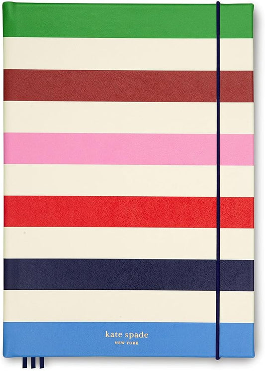 kate spade new york Take Note XL Vegan Leather Notebook, Bound Journal Notebook Includes 168 Lined Pages, Adventure Stripe